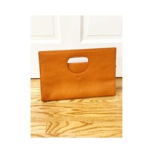 VOI Genuine Leather Pebbled Clutch Bag - Rich Cognac Orange